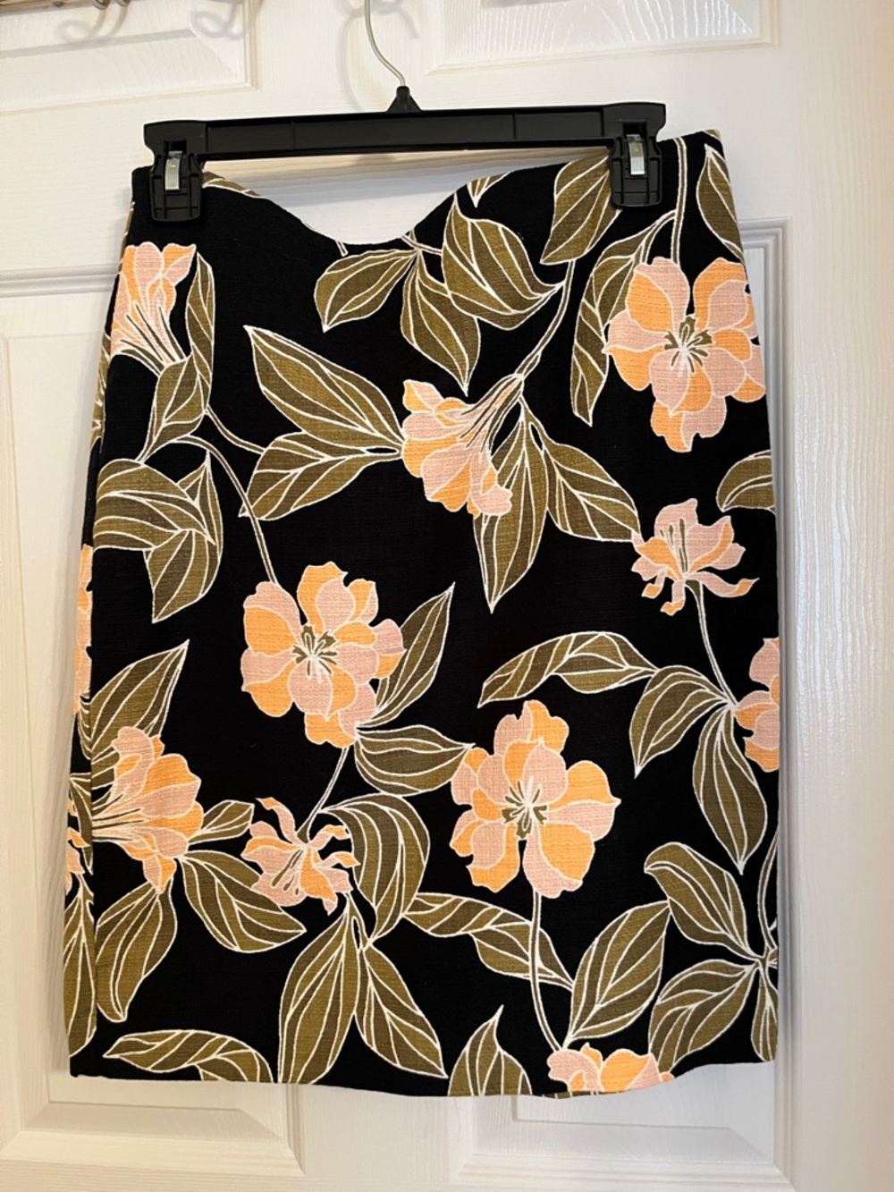 Ann Taylor Black Pencil Skirt with Peach Floral Print